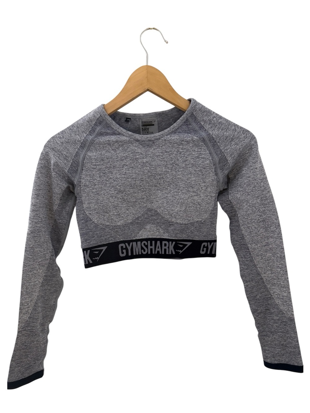 GYMSHARK Long Sleeve Grey Black Activewear Top Crop
